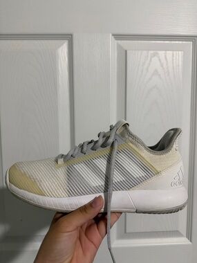 adidas White and Pale Yellow Low-Top Training Shoe